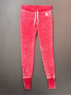 RY Rebel Yell Coral Pink Marled Jogger Pants with Drawstring & Ankle Zips, Large